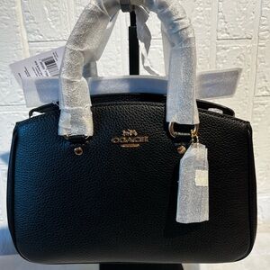 Coach Savanah Black Leather Small Carryall Bag - Gold Hardware